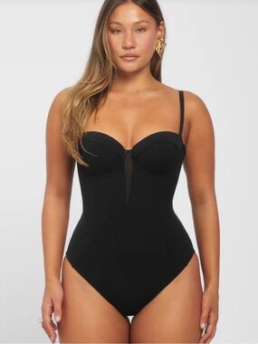 TA3 Lifty Black One Piece Swimsuit Lace Up Back Shaping Size M NWT